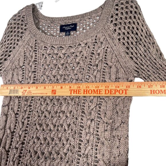 American Eagle Outfitters Sweater Womens Sz S Beige Cable Knit Pullover Stretch - Picture 5 of 9